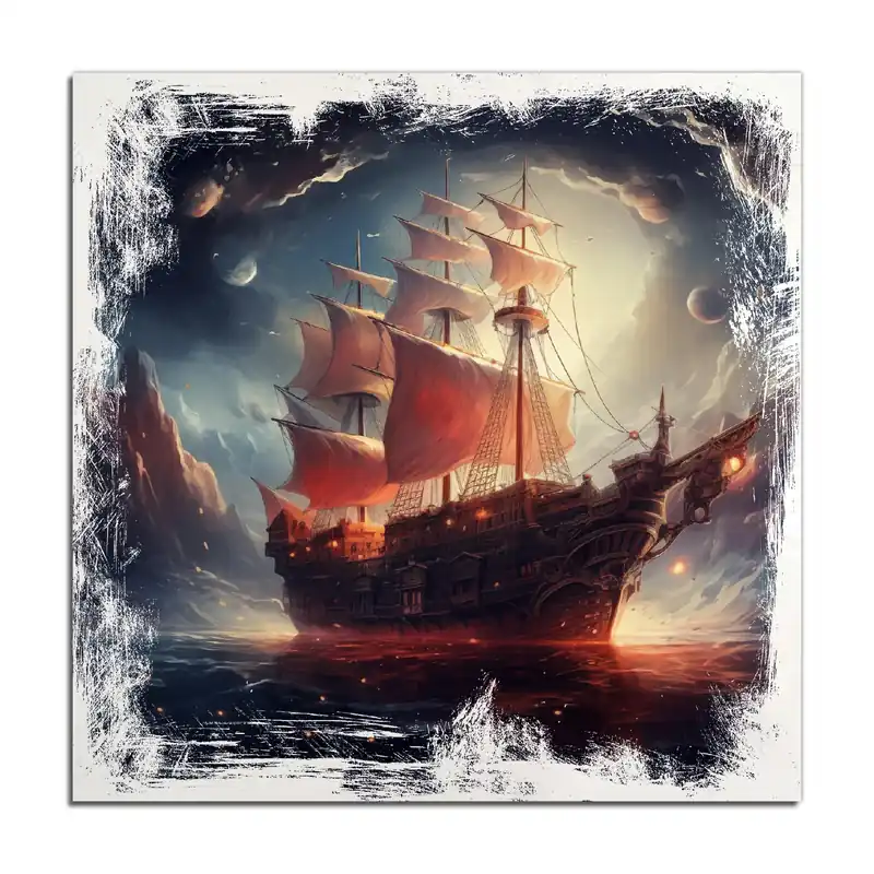 Saisonangebot Holzbild Kosmische Seefahrt 60 x 90 cm