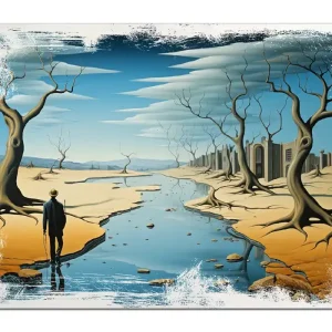 Zertifiziert Holzbild Fluss der Zeit 50 x 50 cm