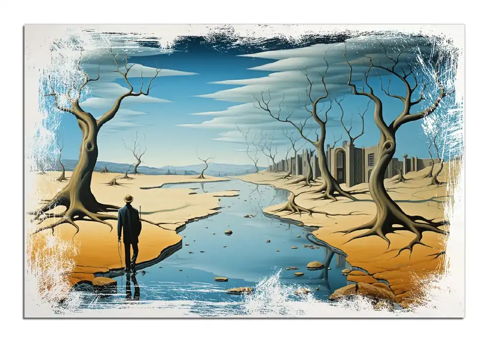 Zertifiziert Holzbild Fluss der Zeit 50 x 50 cm