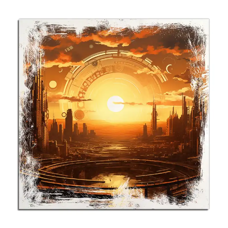 Sofort Bestellen Holzbild Sonnenportal in die Zukunft 50 x 50 cm