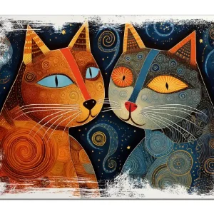 Holzbild Kosmische Katzenfreunde 60 x 90 cm Preisknaller