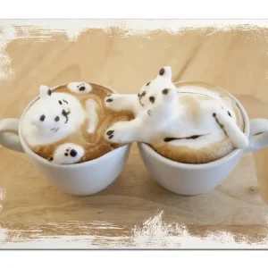 Holzbild Süße Milchschaum Katzen auf Kaffee 60 x 90 cm Garantierte Lieferung