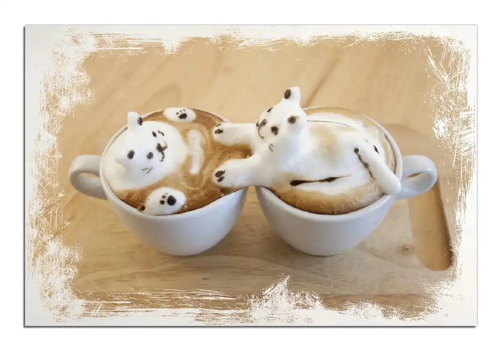 Holzbild Süße Milchschaum Katzen auf Kaffee 60 x 90 cm Garantierte Lieferung