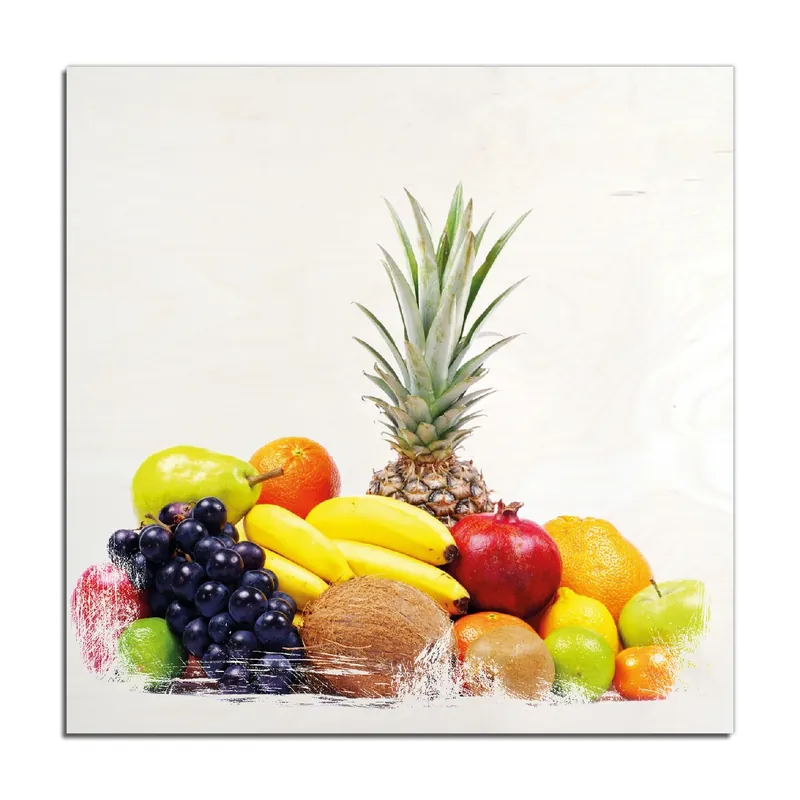 Top-Preis Holzbild Gemischtes Obst aus aller Welt - Exotische Obstsammlung 50 x 50 cm