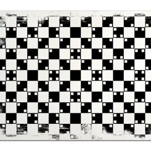 Kostenloser Rückversand Holzbild Optische Täuschung - Illusion - schwarz weiß 40 x 40 cm
