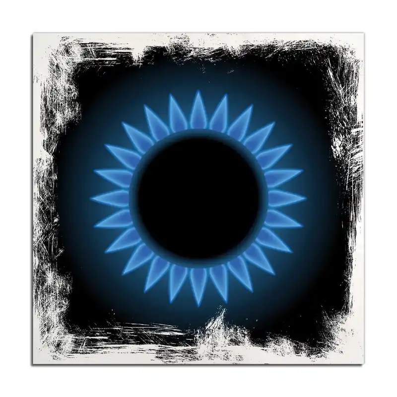 Preisreduziert Holzbild Flamme Gasherd bei Nacht 50 x 50 cm