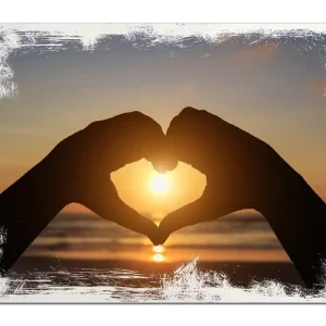Holzbild Liebe im Herzen der Sonne - Strand und Meer 60 x 90 cm Top-Angebot