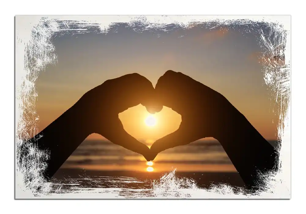 Top-Preis Holzbild Liebe im Herzen der Sonne - Strand und Meer 50 x 50 cm