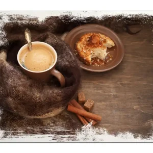 Neue Kollektion Holzbild Kuchen und Kaffeegenuss 60 x 90 cm