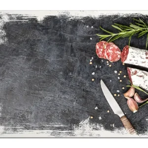 Aktuell Holzbild Salami, Rosmarin und Knoblauch 60 x 90 cm