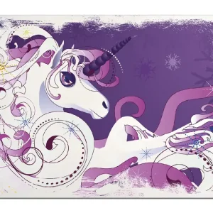 Sofort Bestellen Holzbild Einhorn in lila und pink 60 x 90 cm