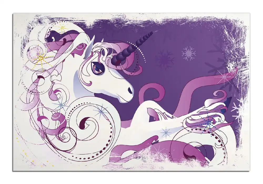 Sofort Bestellen Holzbild Einhorn in lila und pink 60 x 90 cm