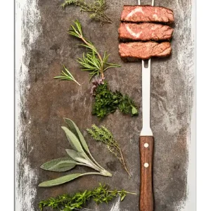 Top-Seller Holzbild Grillfleisch mit frischen Kräutern 60 x 90 cm