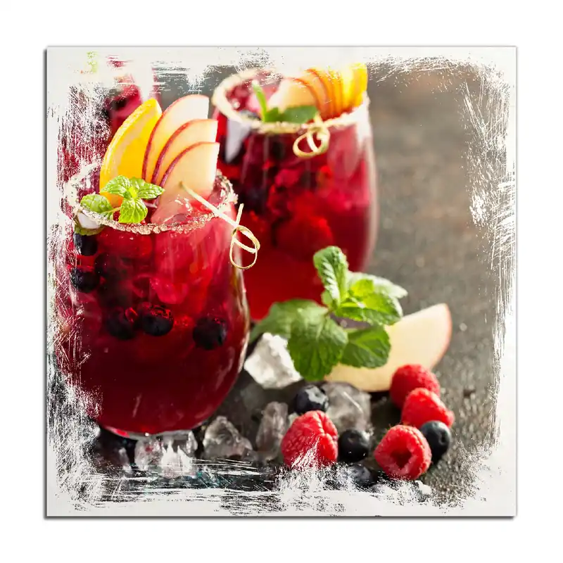 Sofort Bestellen Holzbild Sommerlicher Wildbeerencocktail 40 x 40 cm