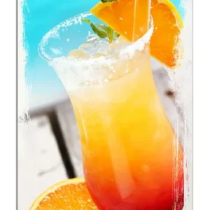 Schnäppchen Holzbild Bunter Cocktail am Pool 50 x 125 cm
