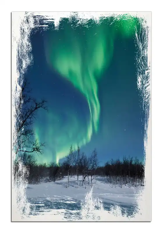 Abverkauf Holzbild Polarlicht in Schweden 60 x 90 cm