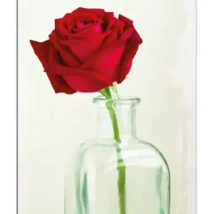 Holzbild Rote Rose in Glasvase 60 x 90 cm Echt