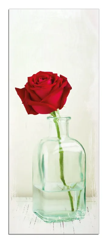 Preis Gesenkt Holzbild Rote Rose in Glasvase 50 x 125 cm