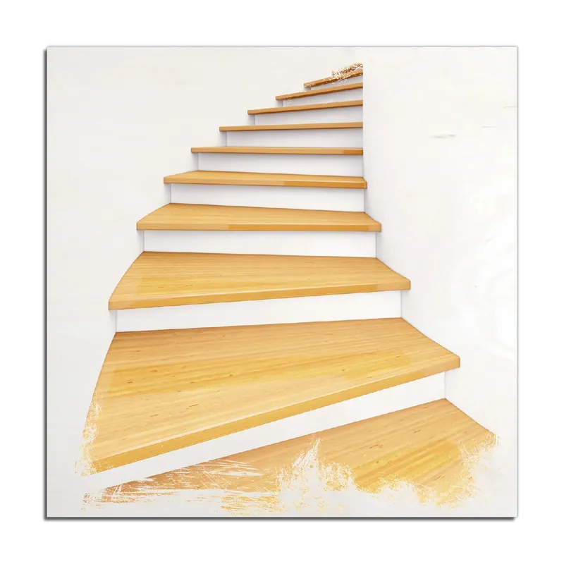 Sonderangebot Holzbild Wendeltreppe aus hellem Holz 60 x 90 cm