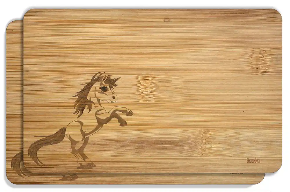 Zertifiziert Schneidebrettchen aus Holz Einhorn vor einem Regenbogen 1 Stück, 22 x 14 cm