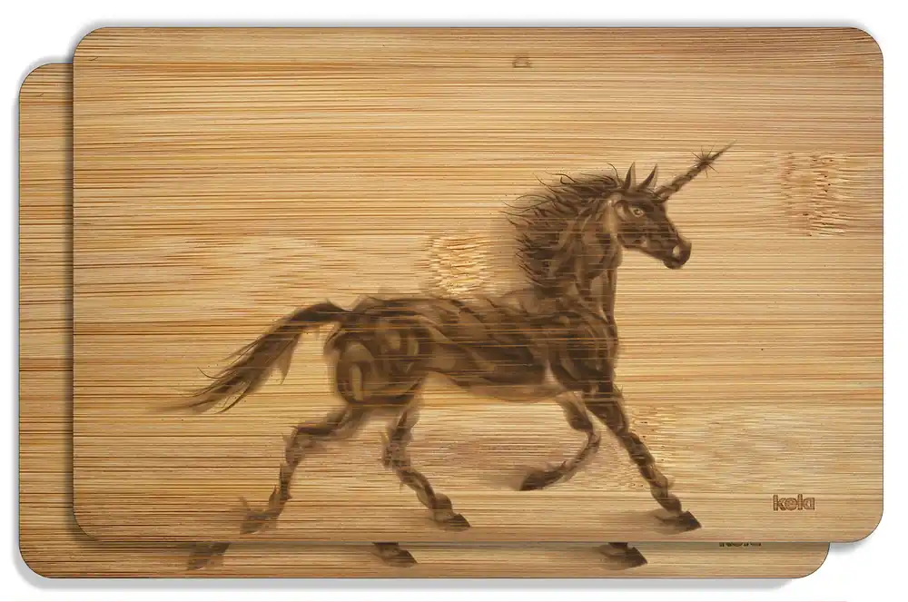 Schneidebrettchen aus Holz Design Einhorn - aus Flammen 2 Stück, 22 x 14 cm Günstig