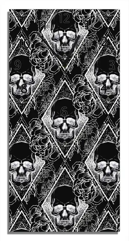 Preis Gesenkt Wanduhr aus Acryl Totenkopf-Muster 30 x 60 cm, mit weißen Zeigern