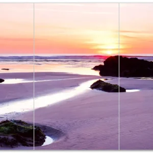Zertifiziert Herdabdeckplatte Sonnenuntergang am einsamen Strand Breite 90 cm x Höhe 52 cm. 1-teilig, 5 mm hohe Noppen