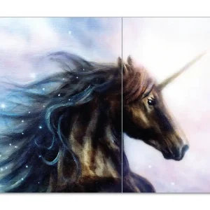 Direkt Vom Hersteller Herdabdeckplatte Einhorn gezeichnet auf Leinwand Breite 60 cm x Höhe 52 cm. 1-teilig, 13 mm hohe Noppen