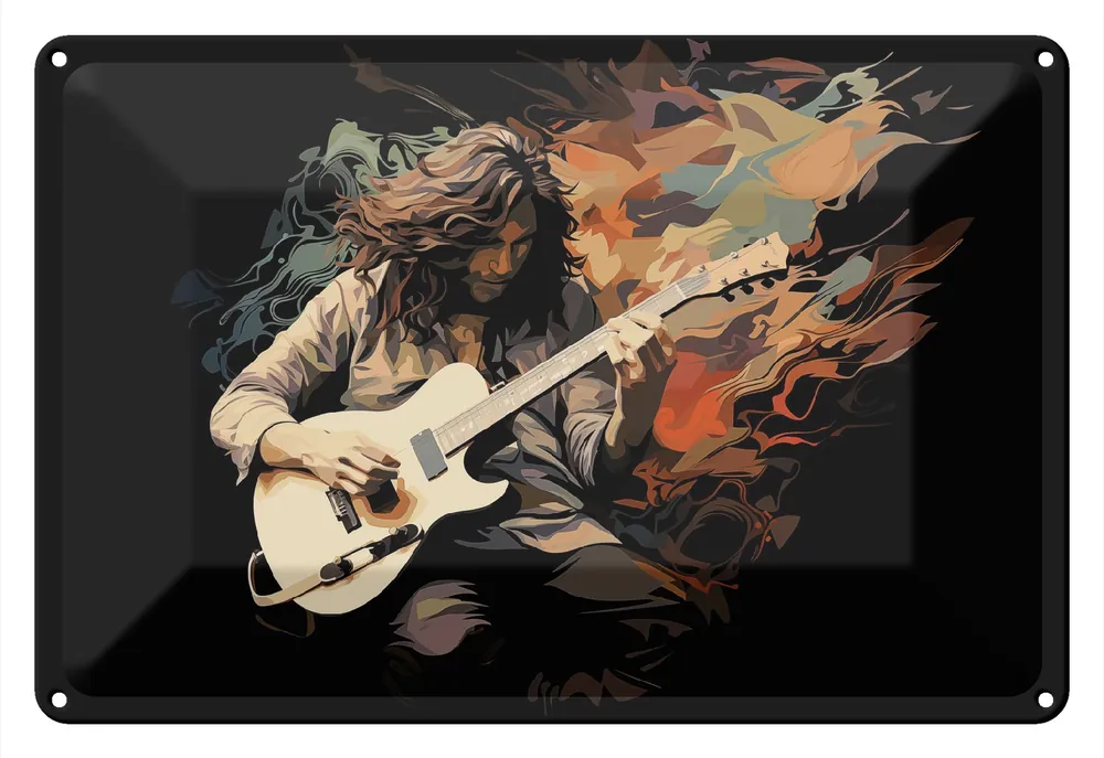 Blechschild Gitarrensolo 30 x 40 cm, aus Stahlblech Garantierte Lieferung