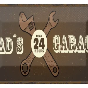 Zertifiziert Metallbild Blechschild Hinweis 20x30 cm DadŽs Garage open 24 hours braunes Deko Schild 20 x 30 cm