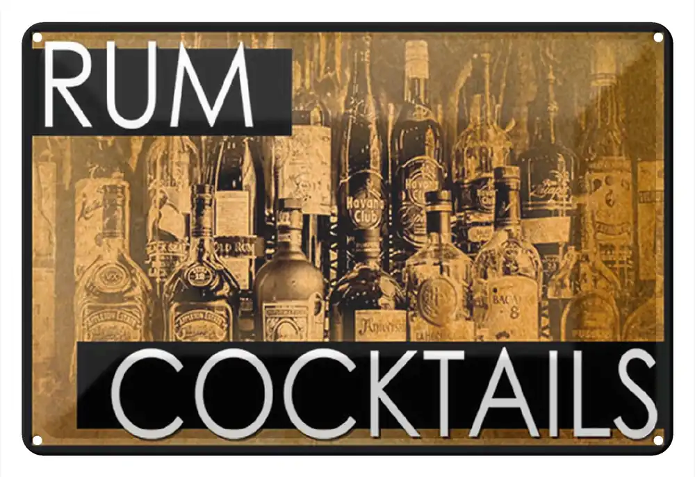 Expressversand Metallbild Blechschild Alkohol 30x20cm Rum Cocktails 20 x 30 cm