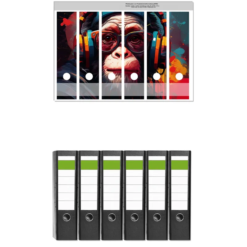 Zertifiziert Ordnerrücken Sticker Chimp - Musik für breite Ordner, 6 Sticker
