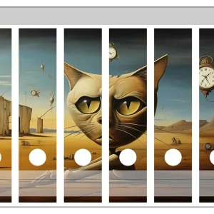 Zertifiziert Ordnerrücken Sticker Katze als Zeitwächter inkl. schmaler Ordner, 8 Sticker