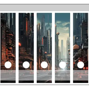Zertifiziert Ordnerrücken Sticker Technologie-Metropole für breite Ordner, 12 Sticker