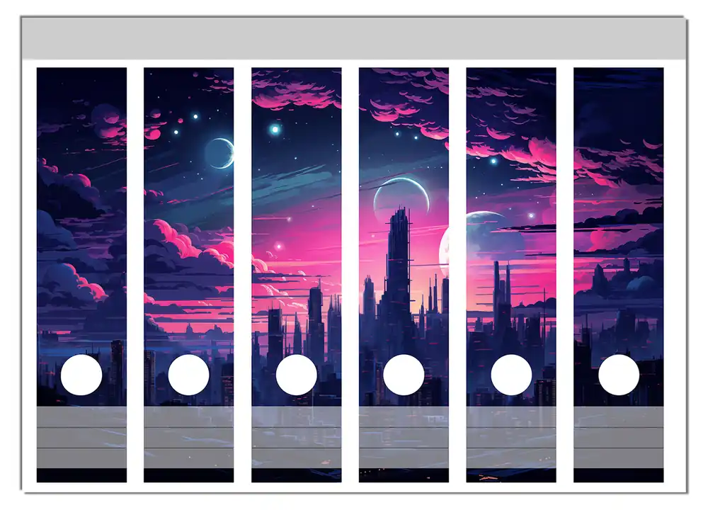 Zertifiziert Ordnerrücken Sticker Galaxie in der Abenddämmerung für breite Ordner, 6 Sticker