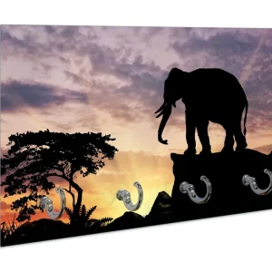 Gratis Versand Schlüsselbrett Elefant vor Abendhimmel