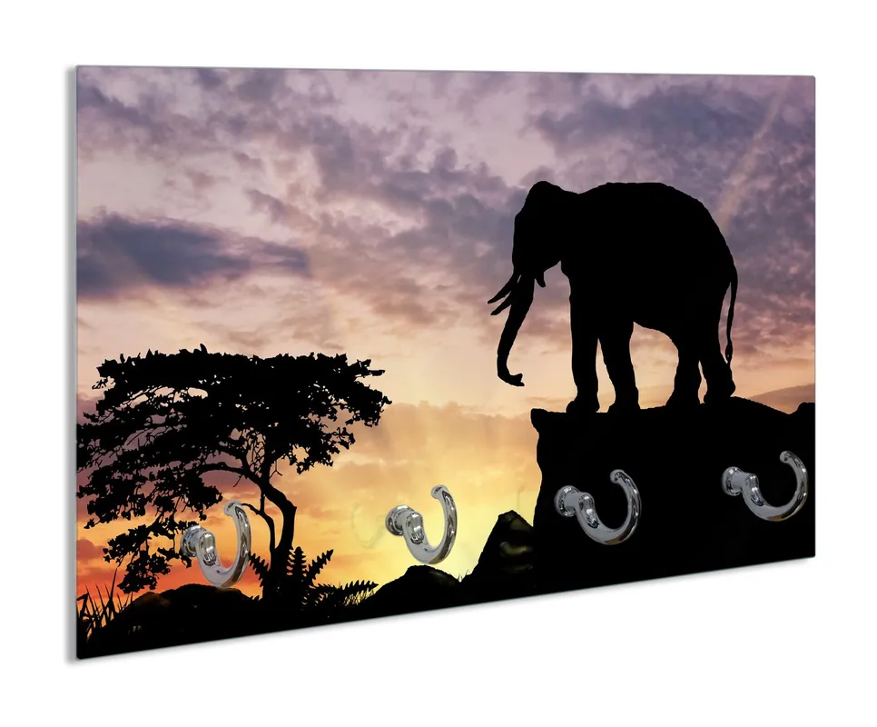 Gratis Versand Schlüsselbrett Elefant vor Abendhimmel