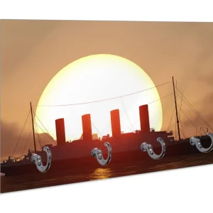 Nur Heute Schlüsselbrett Ozeandampfer im Sonnenuntergang