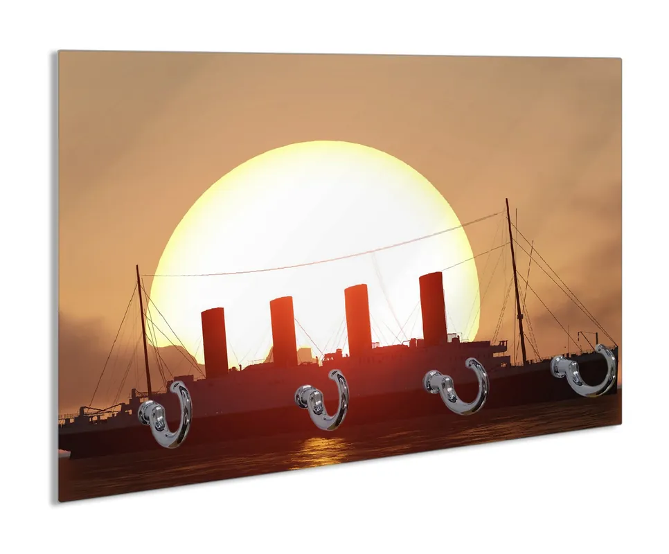 Nur Heute Schlüsselbrett Ozeandampfer im Sonnenuntergang