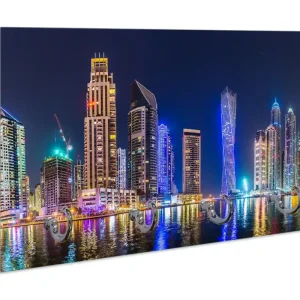 Schlüsselbrett Skyline am nächtlichen Hafen Super-Preis