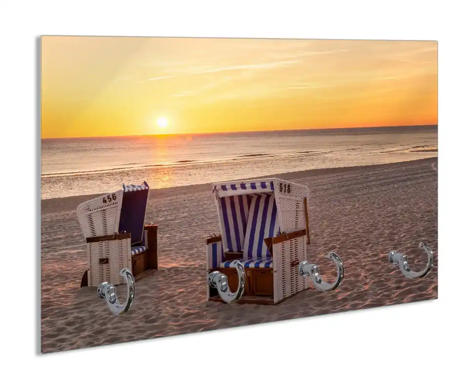 Schlüsselbrett Strandkörbe im Sonnenuntergang Kostenloser Rückversand
