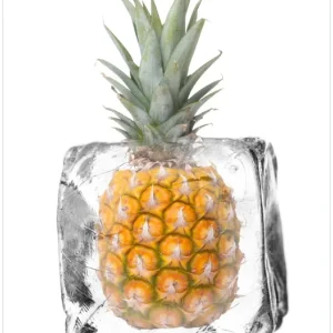 Zertifiziert Poster Ananas in Eiswürfel - Eiskaltes Obst 80 x 200 cm