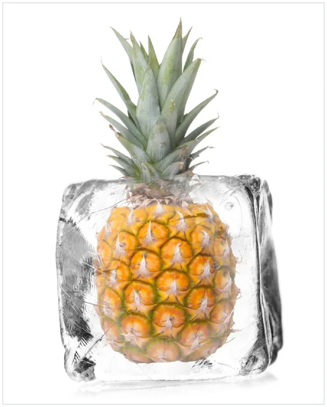 Zertifiziert Poster Ananas in Eiswürfel - Eiskaltes Obst 80 x 200 cm