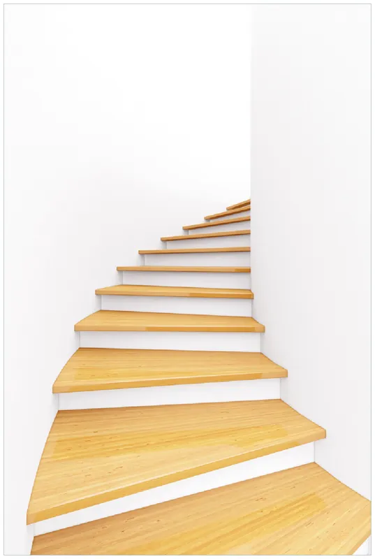 Poster Wendeltreppe aus hellem Holz 40 x 50 cm, mit schwarzem Aluminiumrahmen Neu