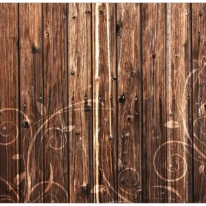 Bestseller Selbstklebendes Poster Holz in dunkelbraun mit Blumenmuster - Schnörkel 50 x 125 cm