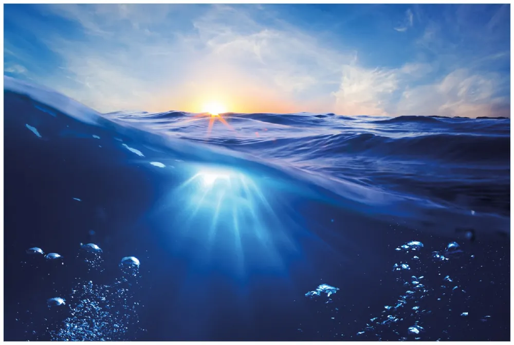 Selbstklebendes Poster Wellen im Meer bei Sonnenuntergang 70 x 100 cm Expressversand