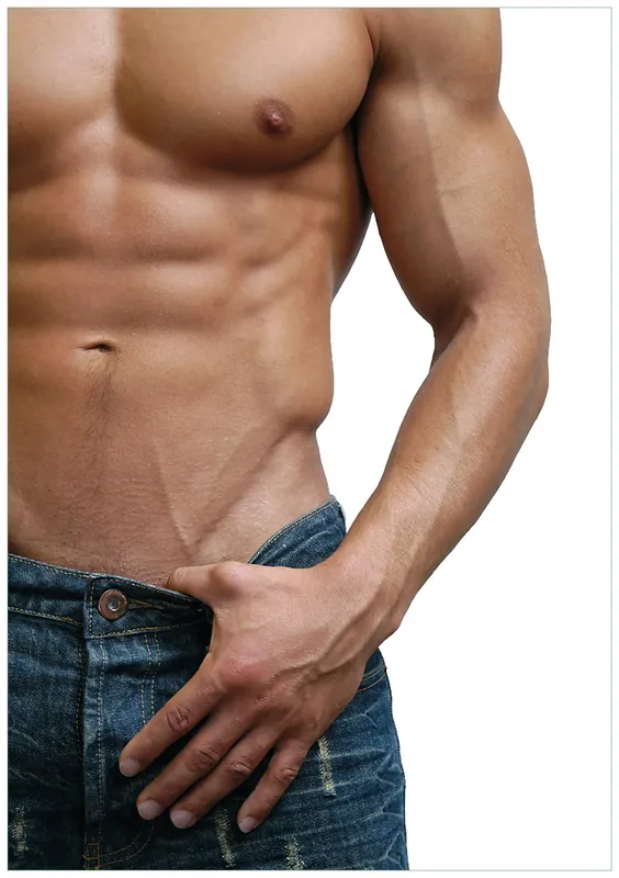 Sonderangebot Selbstklebendes Poster Halbnackter Mann mit Jeans 80 x 200 cm