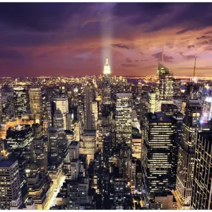 Bestpreis Selbstklebendes Poster New York bei Nacht - Panoramablick über die Stadt 70 x 100 cm