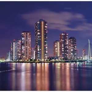 Selbstklebendes Poster Tokyo- Skyline bei Nacht 70 x 100 cm Direktkauf