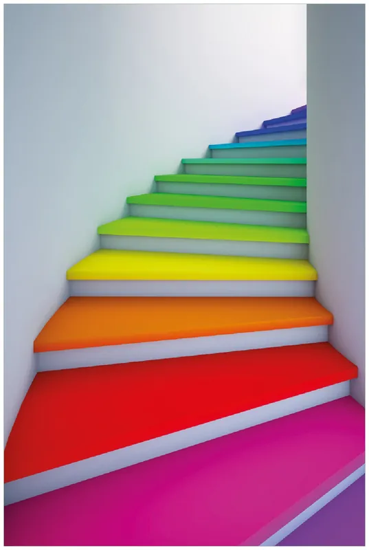Versand Am Gleichen Tag Selbstklebendes Poster Bunte Treppe 50 x 125 cm